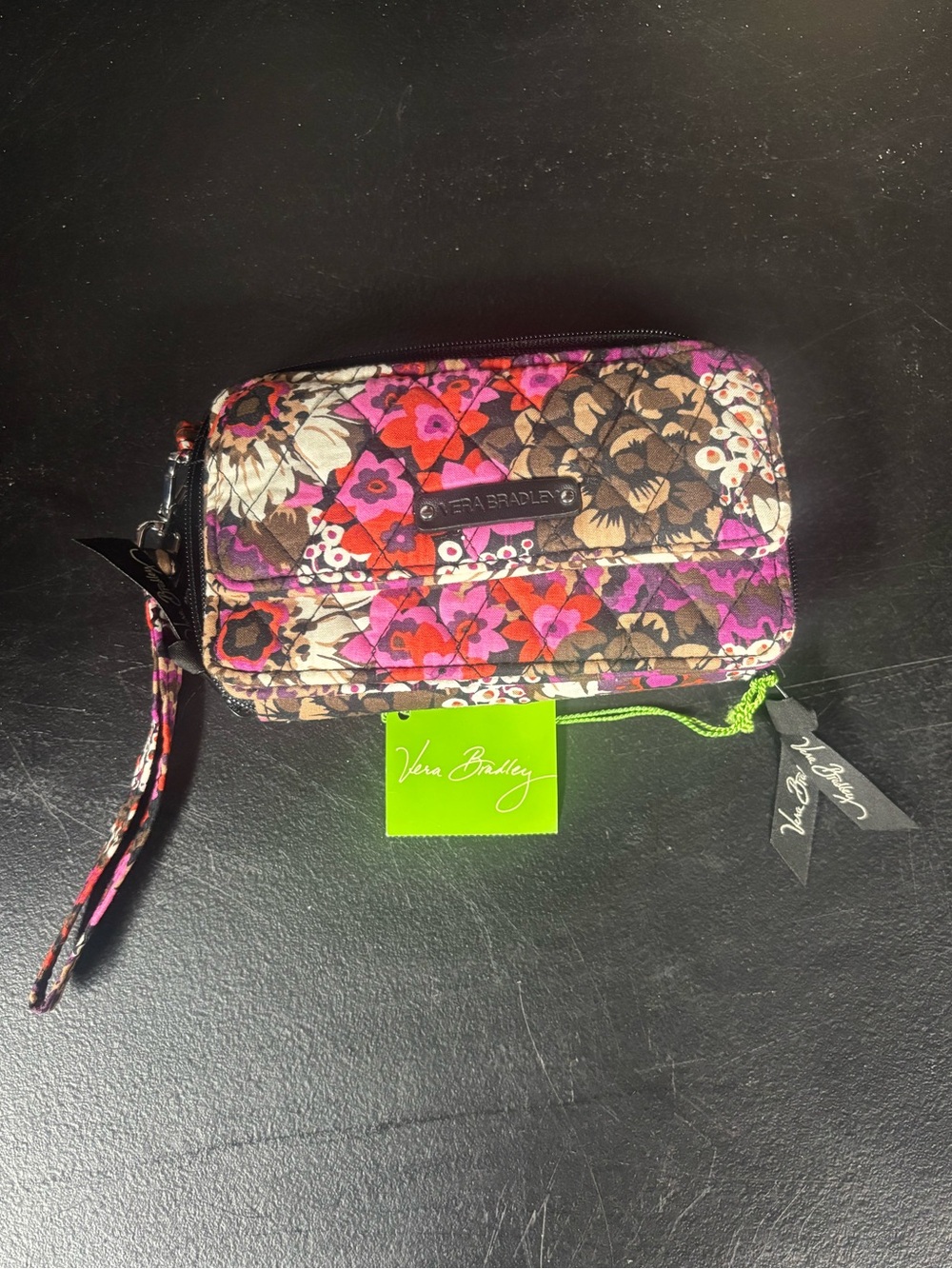 Vera Bradley Pink Purple Floral Quilted Wristlet - Picture 1 of 6